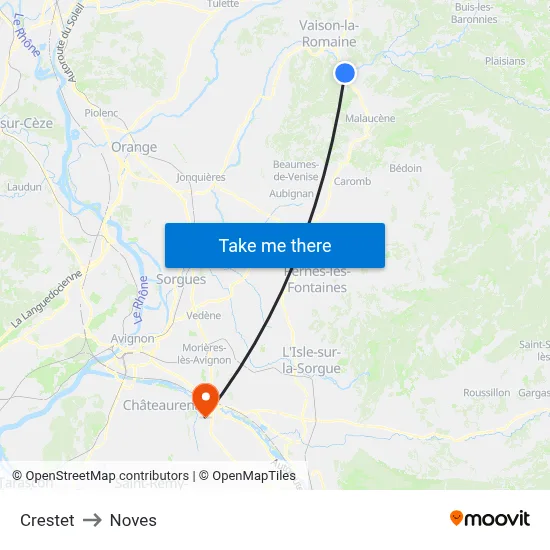 Crestet to Noves map