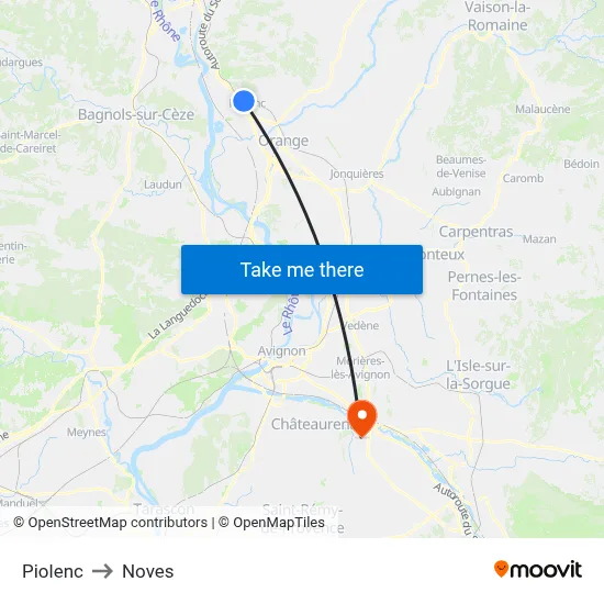 Piolenc to Noves map