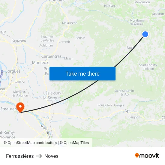 Ferrassières to Noves map