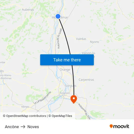 Ancône to Noves map
