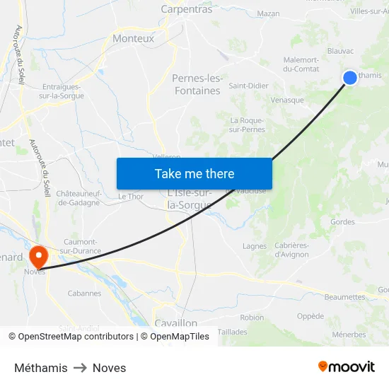 Méthamis to Noves map