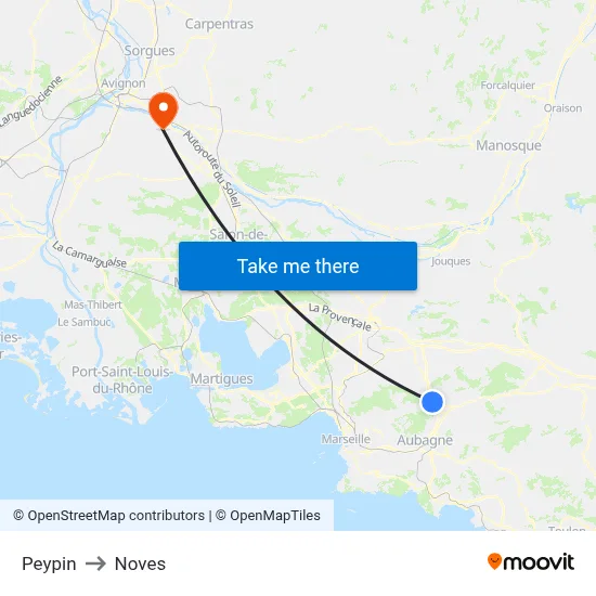 Peypin to Noves map
