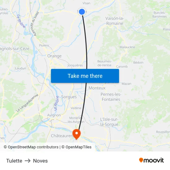 Tulette to Noves map