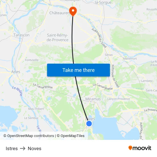 Istres to Noves map