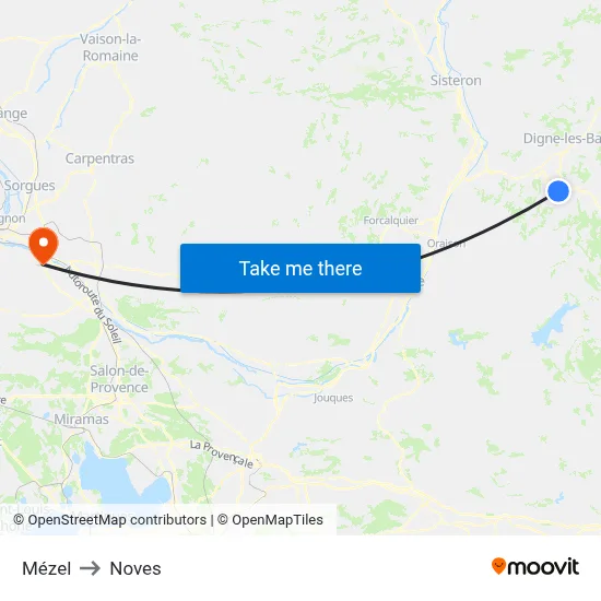 Mézel to Noves map