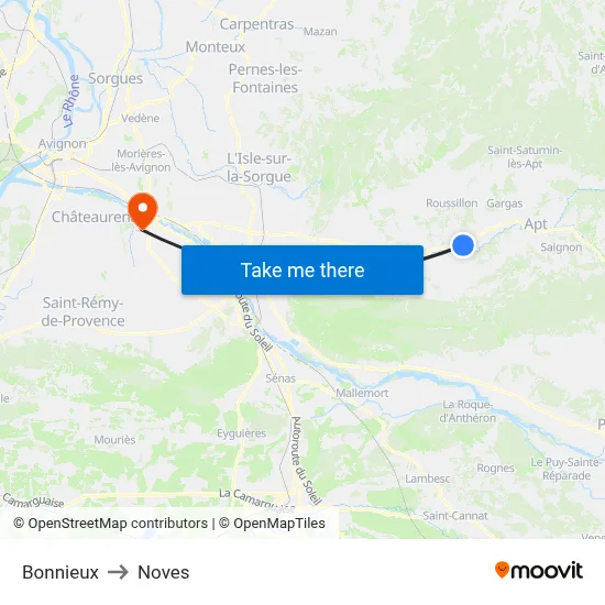 Bonnieux to Noves map