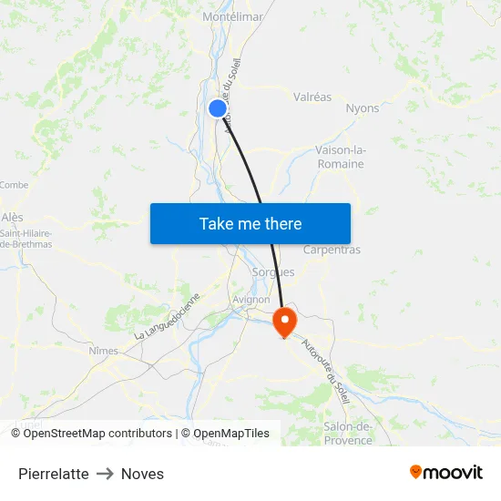 Pierrelatte to Noves map