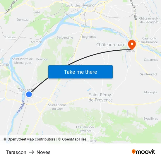 Tarascon to Noves map