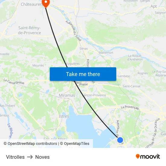 Vitrolles to Noves map