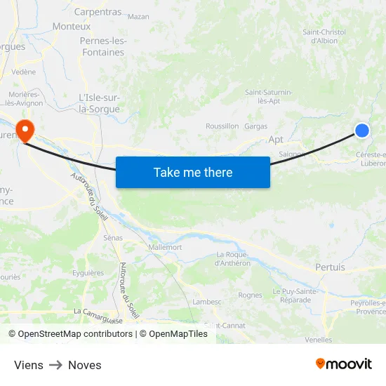 Viens to Noves map