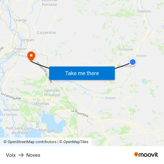 Volx to Noves map
