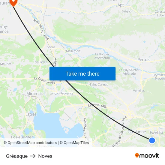 Gréasque to Noves map