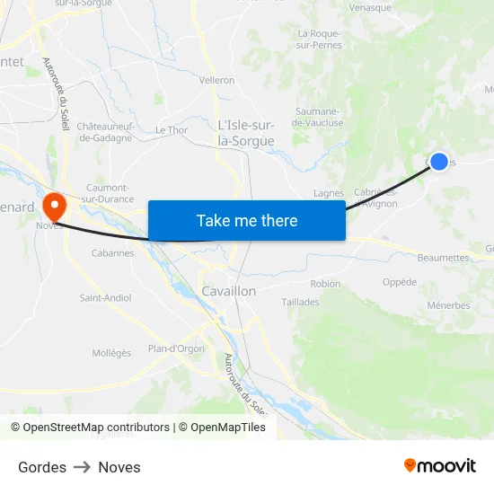 Gordes to Noves map