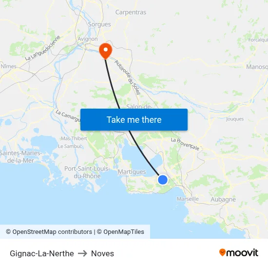 Gignac-La-Nerthe to Noves map