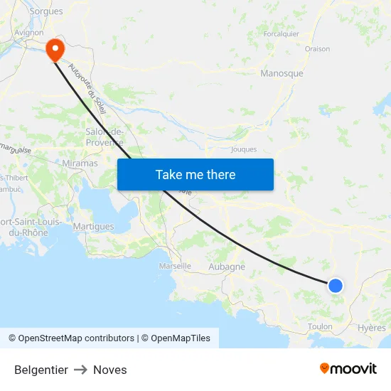 Belgentier to Noves map