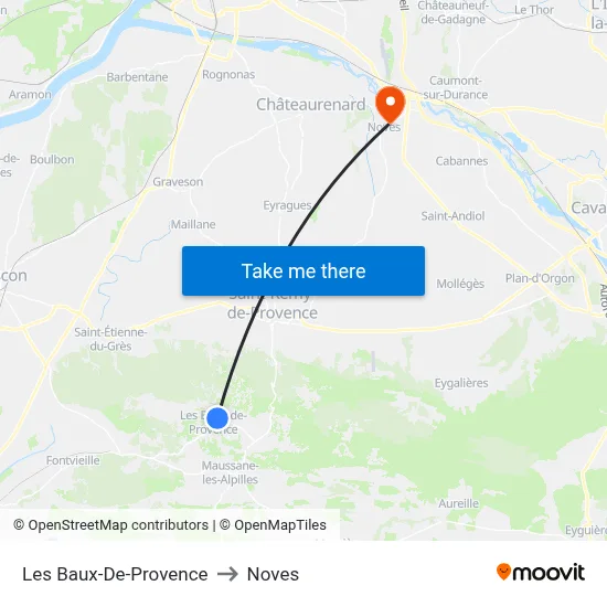Les Baux-De-Provence to Noves map