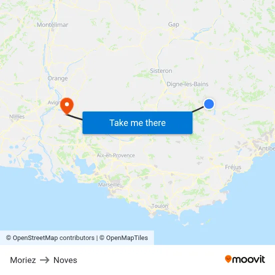 Moriez to Noves map