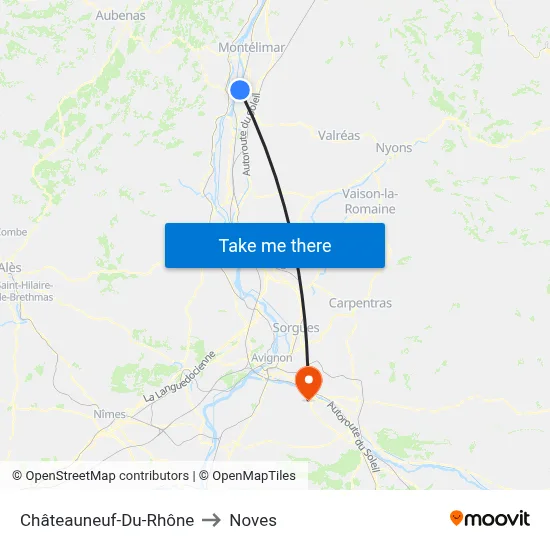 Châteauneuf-Du-Rhône to Noves map