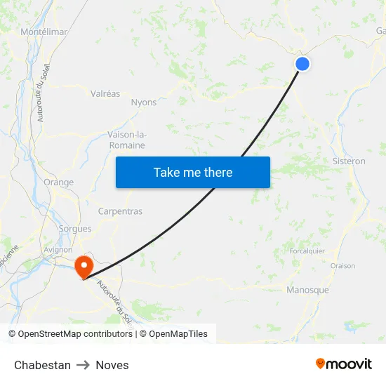 Chabestan to Noves map