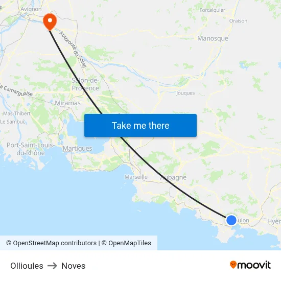 Ollioules to Noves map