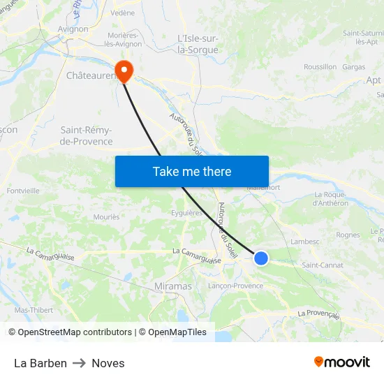La Barben to Noves map
