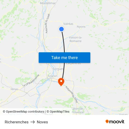 Richerenches to Noves map