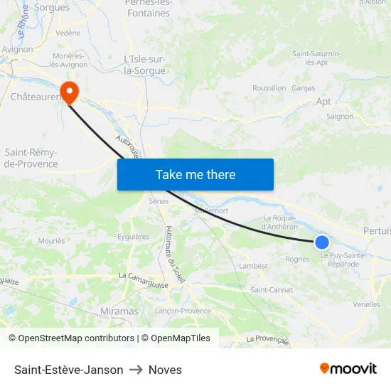 Saint-Estève-Janson to Noves map