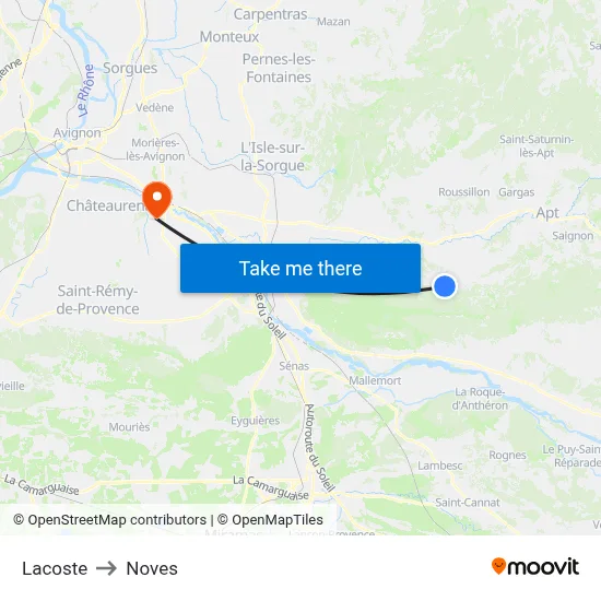 Lacoste to Noves map