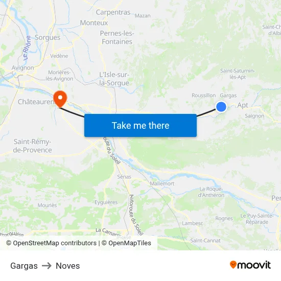 Gargas to Noves map