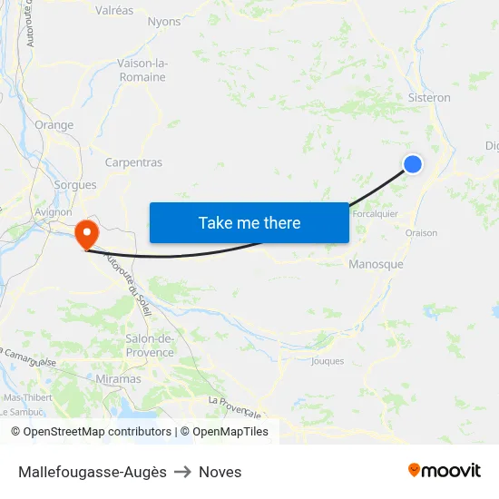 Mallefougasse-Augès to Noves map