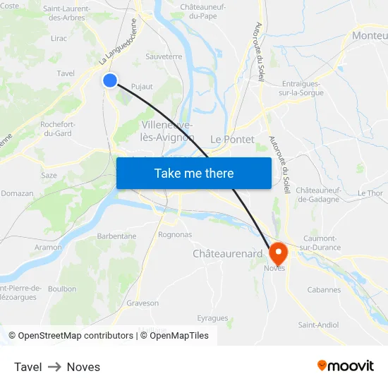 Tavel to Noves map