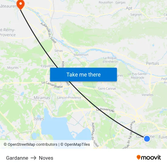Gardanne to Noves map
