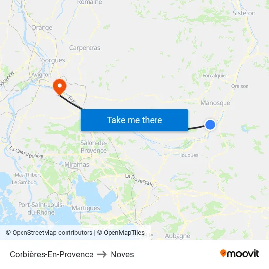 Corbières-En-Provence to Noves map