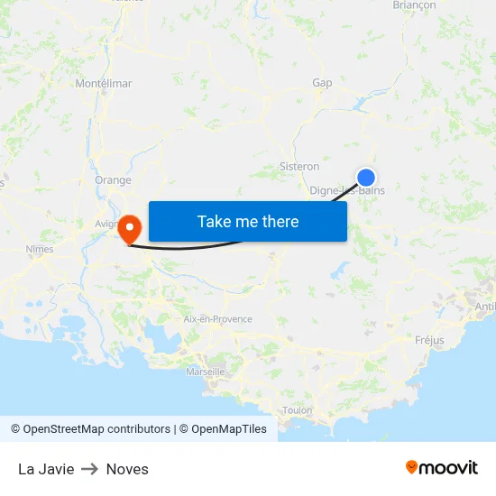 La Javie to Noves map