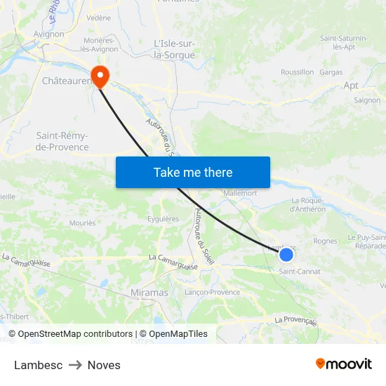 Lambesc to Noves map