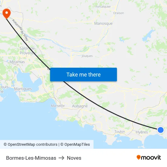 Bormes-Les-Mimosas to Noves map
