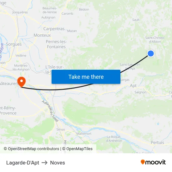 Lagarde-D'Apt to Noves map