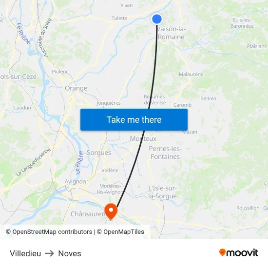 Villedieu to Noves map