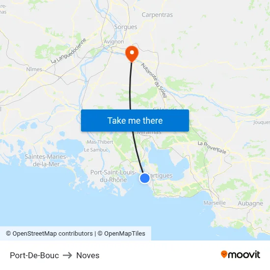 Port-De-Bouc to Noves map