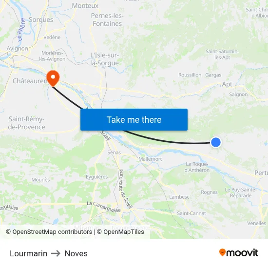 Lourmarin to Noves map