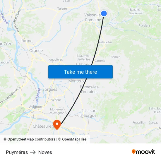 Puyméras to Noves map