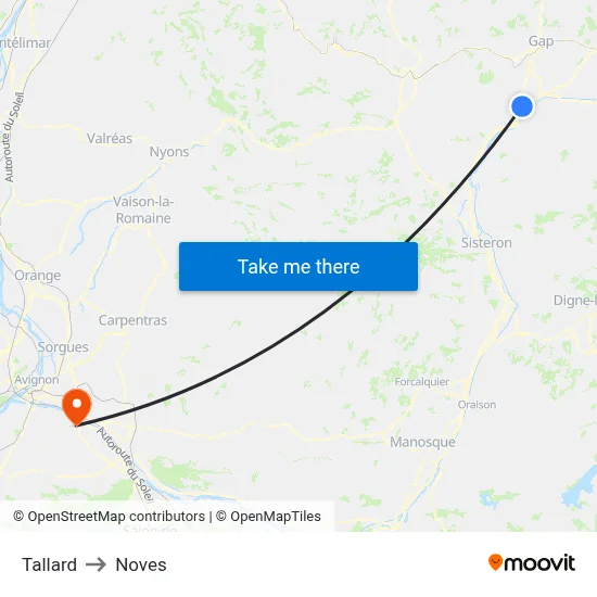 Tallard to Noves map