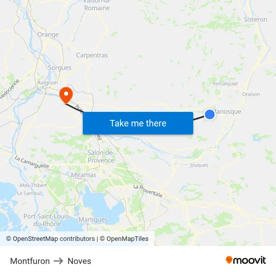 Montfuron to Noves map