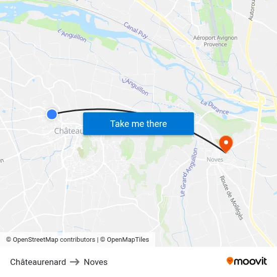 Châteaurenard to Noves map