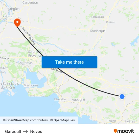 Garéoult to Noves map