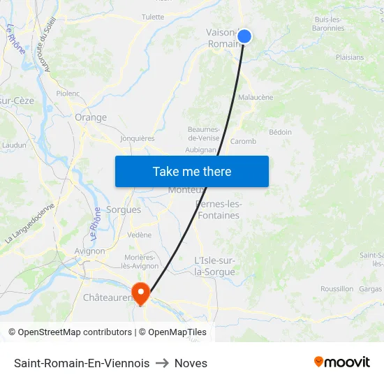 Saint-Romain-En-Viennois to Noves map