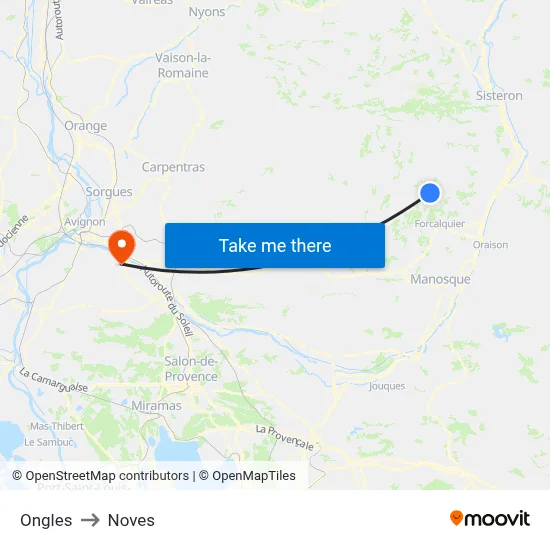 Ongles to Noves map