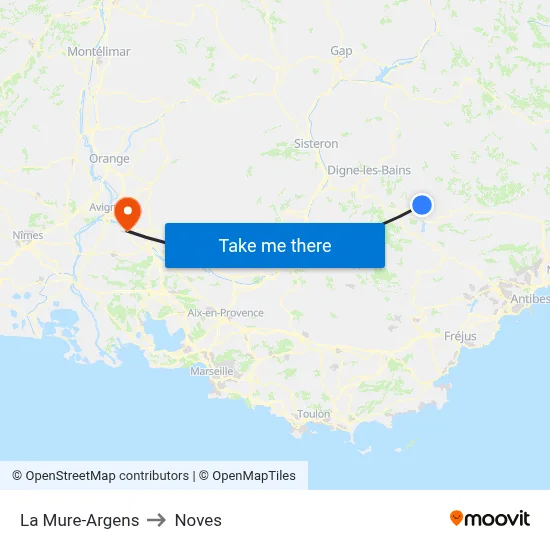 La Mure-Argens to Noves map