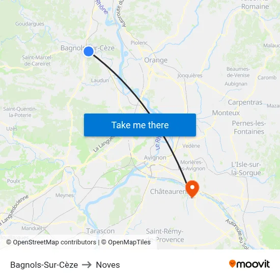 Bagnols-Sur-Cèze to Noves map