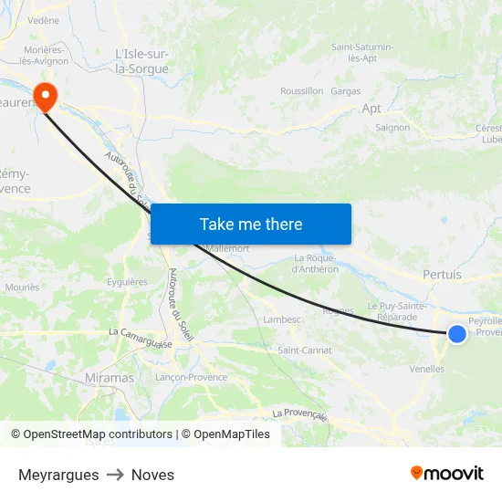 Meyrargues to Noves map
